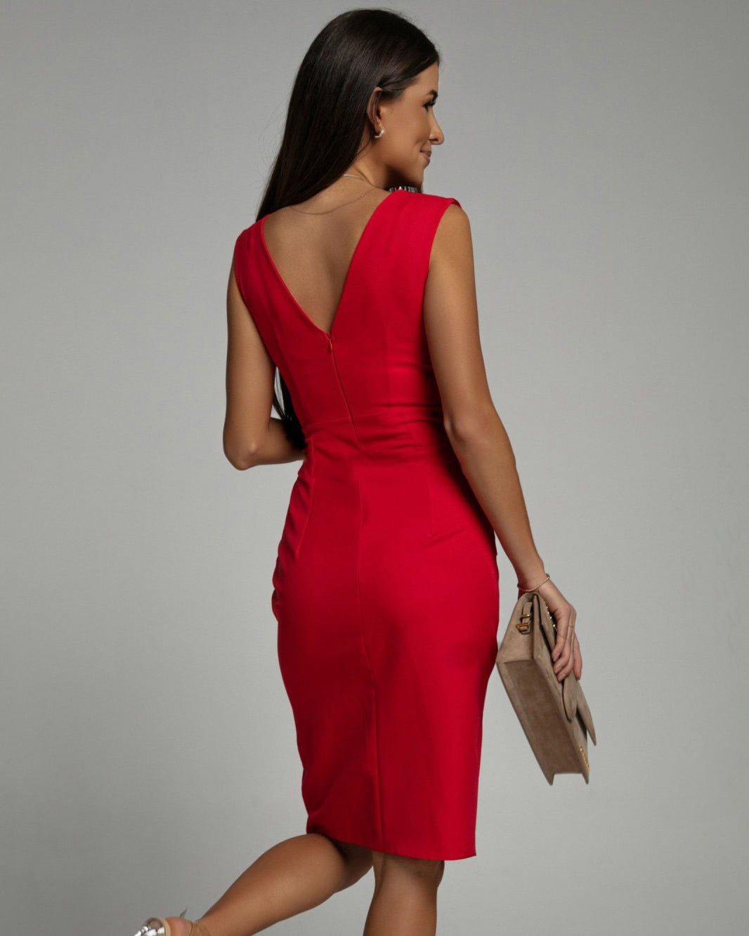 ByArina Ella | Fitted V-Neck Dress with Elegant Slit