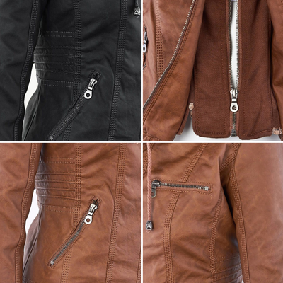 Olivia Women's Leather Jacket with Hood
