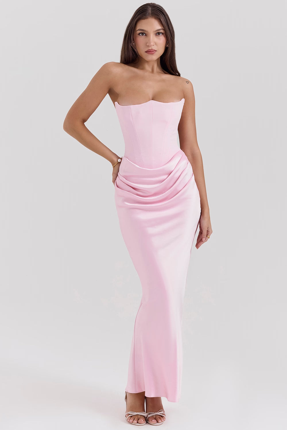 Rose Strapless Corset Maxi Dress